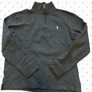 Ralph Lauren Charcoal Grey Knit Quarter-Zip Pullover